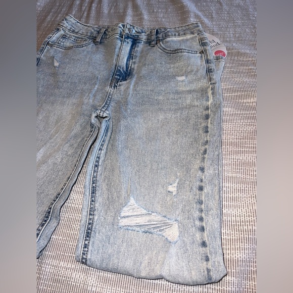 Colorful Planet Distressed Double Roll Mom Jeans | Juniors Size 14 | NWT - Picture 4 of 8